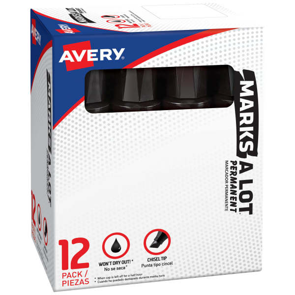 Avery&reg; Marks A Lot Permanent Markers, Jumbo Desk-Style, 1 Black Marker